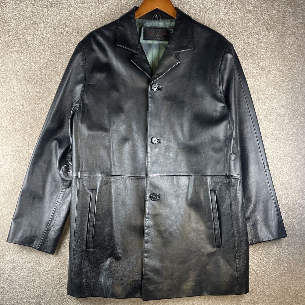 Vintage R&O Brand Reilly Olmes Leather Jacket Men’s Medium Black Coat Button Up